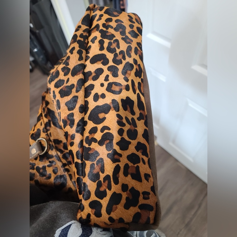 Myra Bag Leopard Print Tote in Brown and Black - Picture 4 of 8